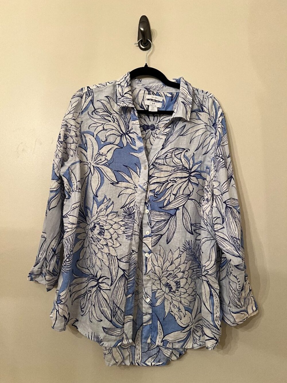 100% Linen Halston Floral Button Down